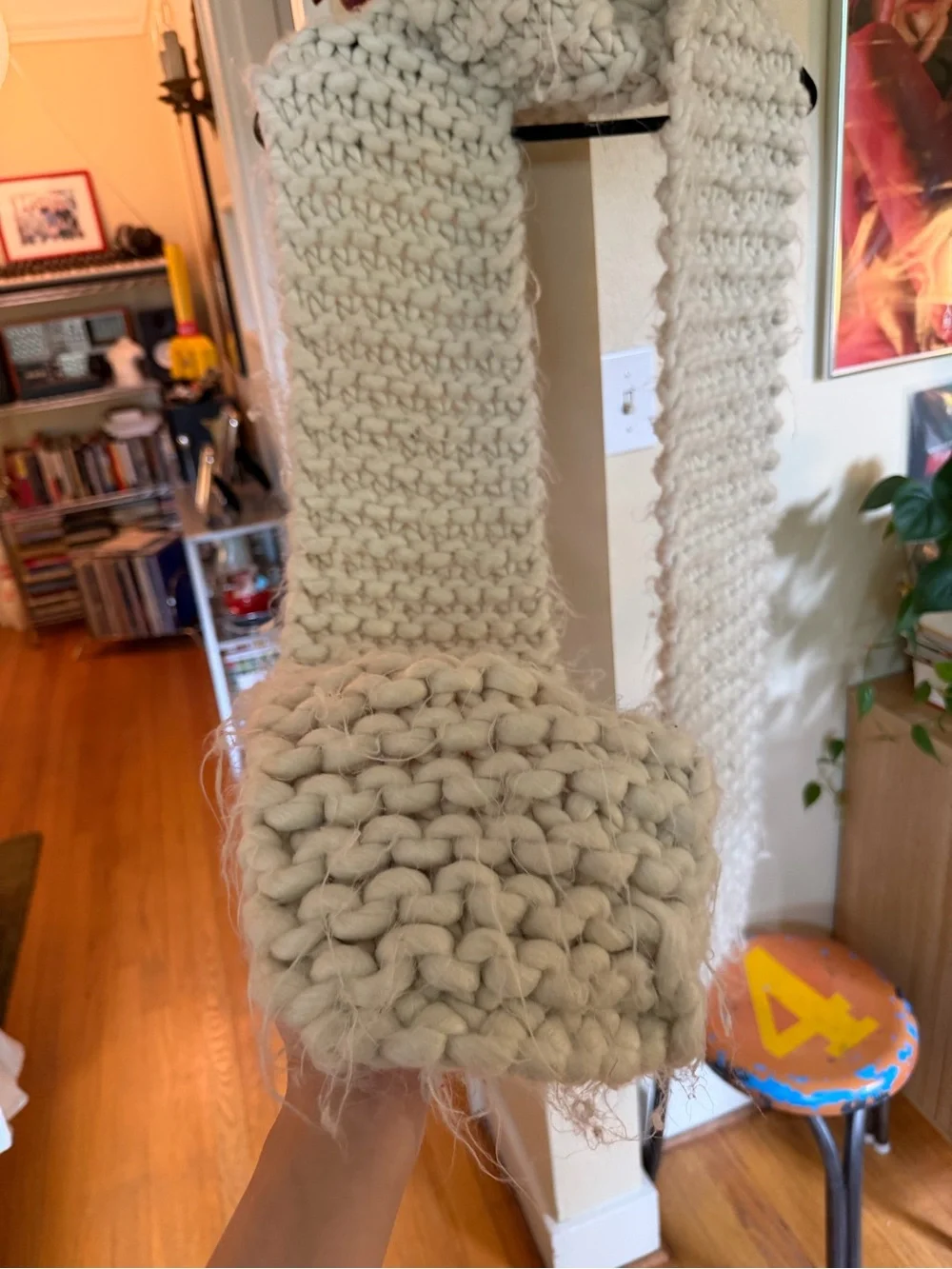 Oversized Chunky Knit Cream Scarf